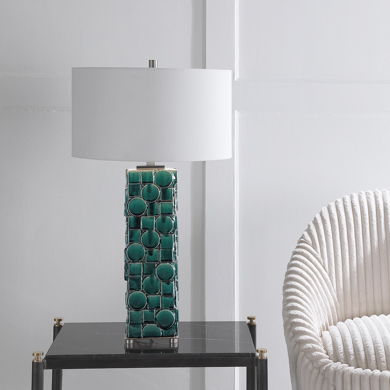 Uttermost Table Lamps Geometry Green Table Lamp