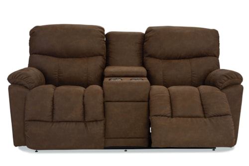Casual Reclining Loveseat with Cupholder Storage Console