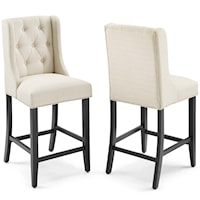 Counter Bar Stool Upholstered Fabric Set of 2