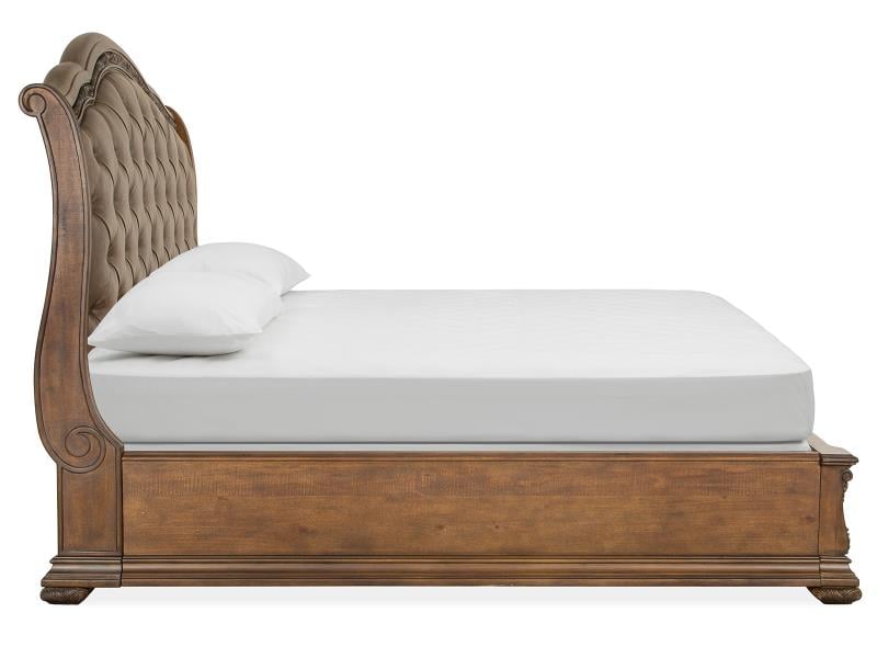 California King Upholstered Sleigh Bed