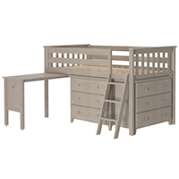 Windsor Youth Twin Loft Bed in Stone w/Two 3 Drawer Dressers and a Pull out Desk