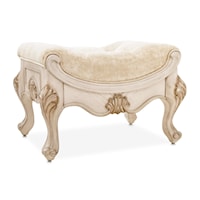 Traditional Upholstered Vanity Bench with Pave Crystal Tufting