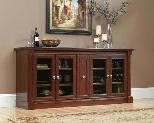 Traditional Storage Credenza with Safety-Tempered Glass