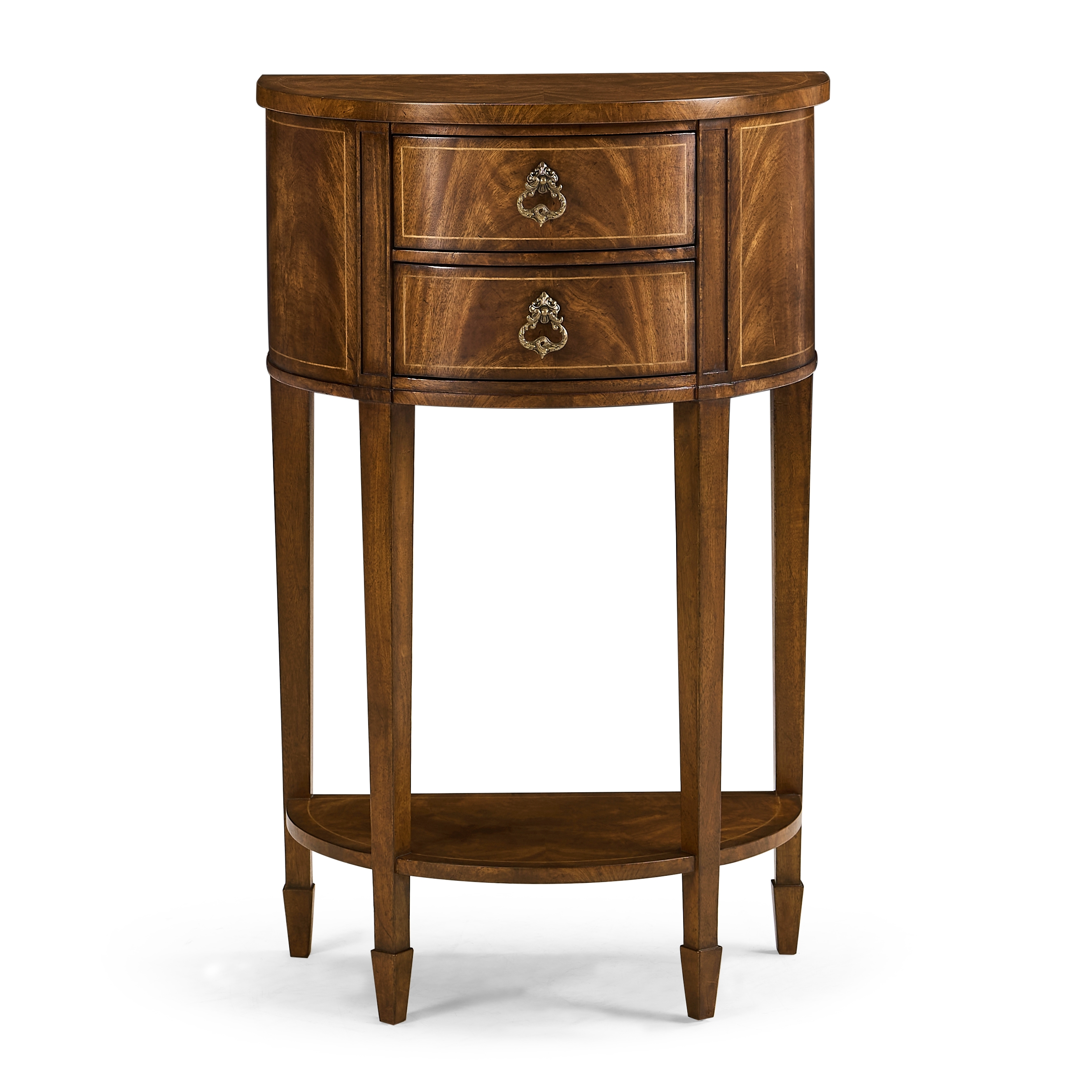 Crotch Walnut Demilune Narrow Tables