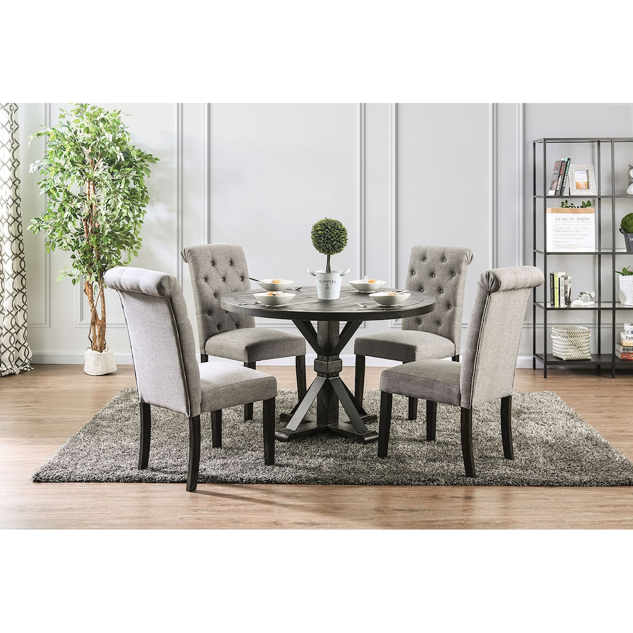 FUSA Alfred 5 Pc. Round Dining Table Set