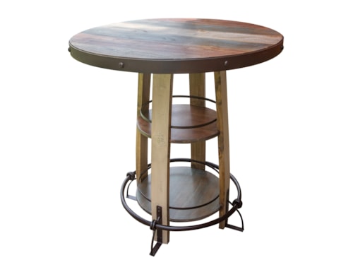 Rustic Bistro Barrel Bar Table with Storage