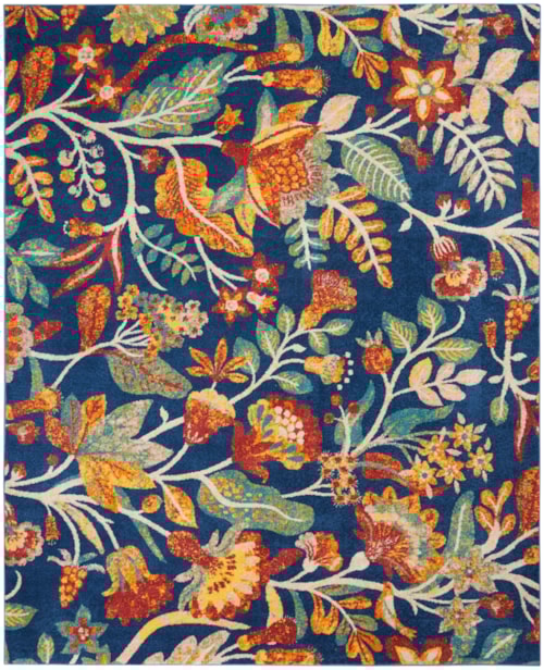7'10" x 9'10" Navy Multicolor Rectangle Rug