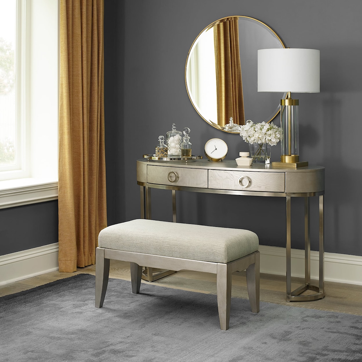 Libby Montage Vanity Desk and Bench Set