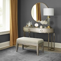 Contemporary Vanity Desk and Bench Set