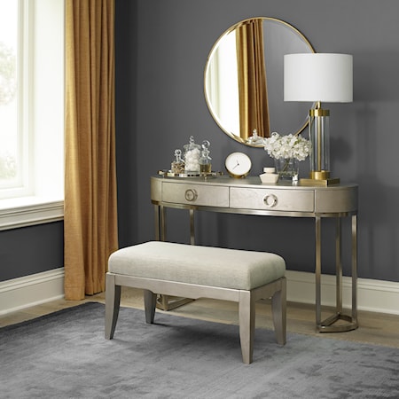 Contemporary Glam Vanity Desk and Bench Set