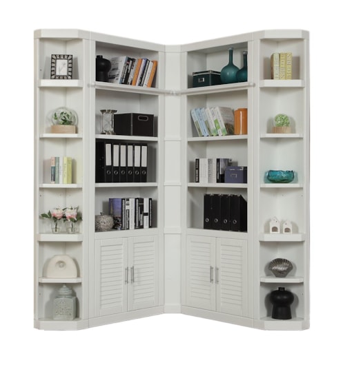 Cottage 5-Piece Corner Library Wall with Adjustable Shelving