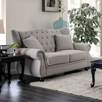 Transitional Loveseat with Nailhead Trim 