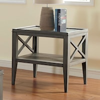 Transitional End Table with Glass Top