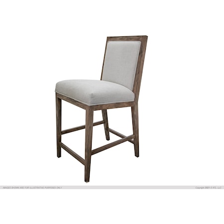 Farmhouse 24" Upholstered Barstool with Brown Finish