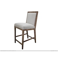 Farmhouse 24" Upholstered Barstool with Brown Finish