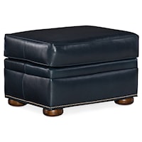 Transitional Ottoman with Nailhead Trim