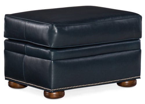 Transitional Ottoman with Nailhead Trim