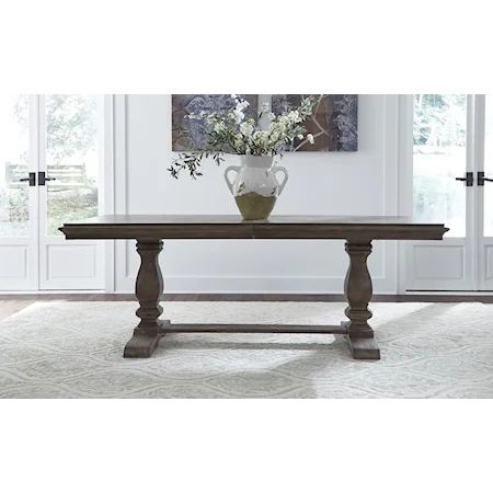 Relaxed Vintage Trestle Dining Table with Removable Leaf