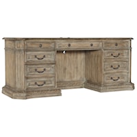 Traditional 9-Drawer Computer Credenza with Built-In Outlet