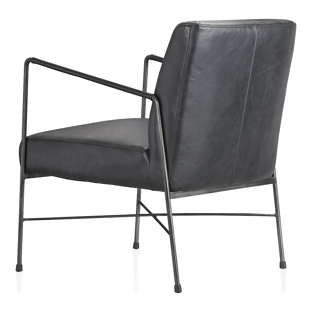 Moe's Home Collection Dagwood Dagwood Leather Arm Chair Onyx Black Leather