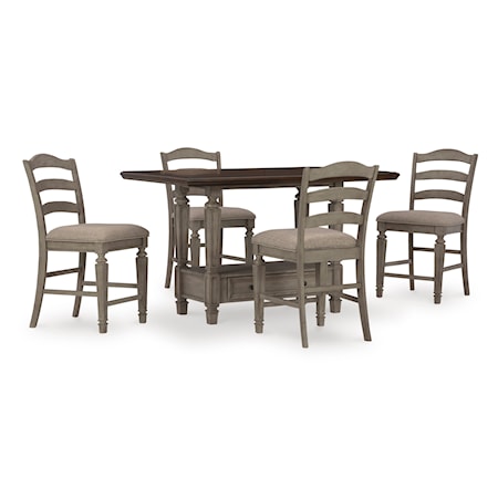 Counter Height Dining Table And 4 Barstools