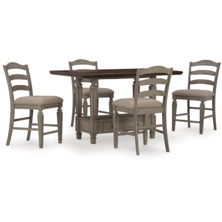Counter Height Dining Table And 4 Barstools