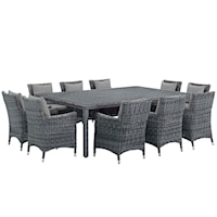 Summon Coastal 11-Piece Outdoor Patio Sunbrella® Dining Set - Gray