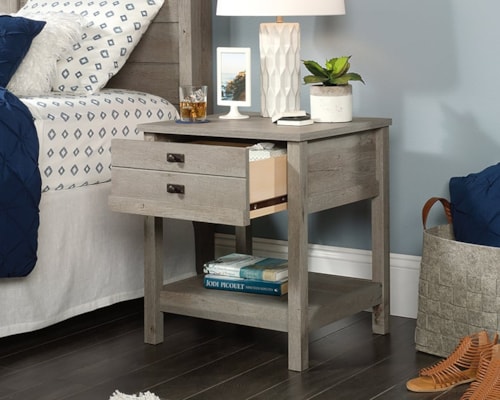 Farmhouse Nightstand with Lower Storage Shelf