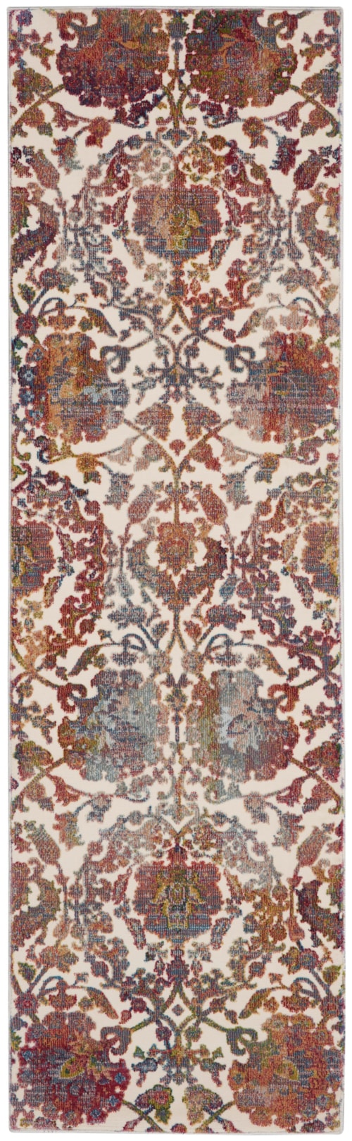 2' x 6' White/Multi Runner Rug