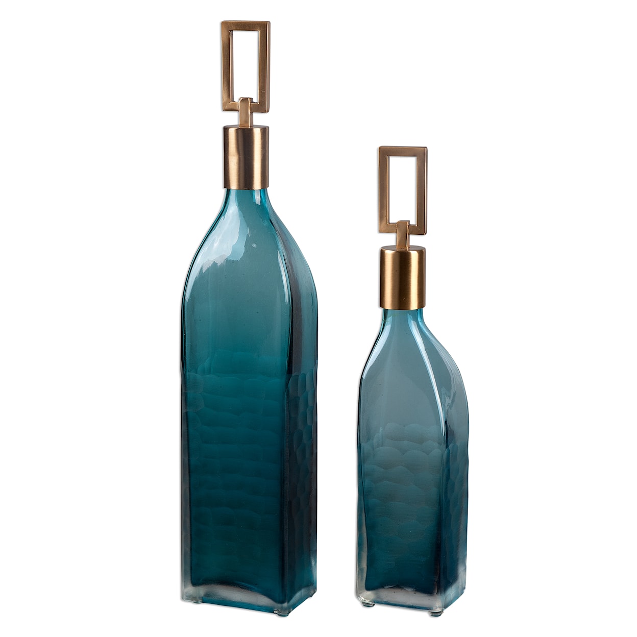 Uttermost Accessories - Vases and Urns Annabella Teal Glass Bottles, S/2