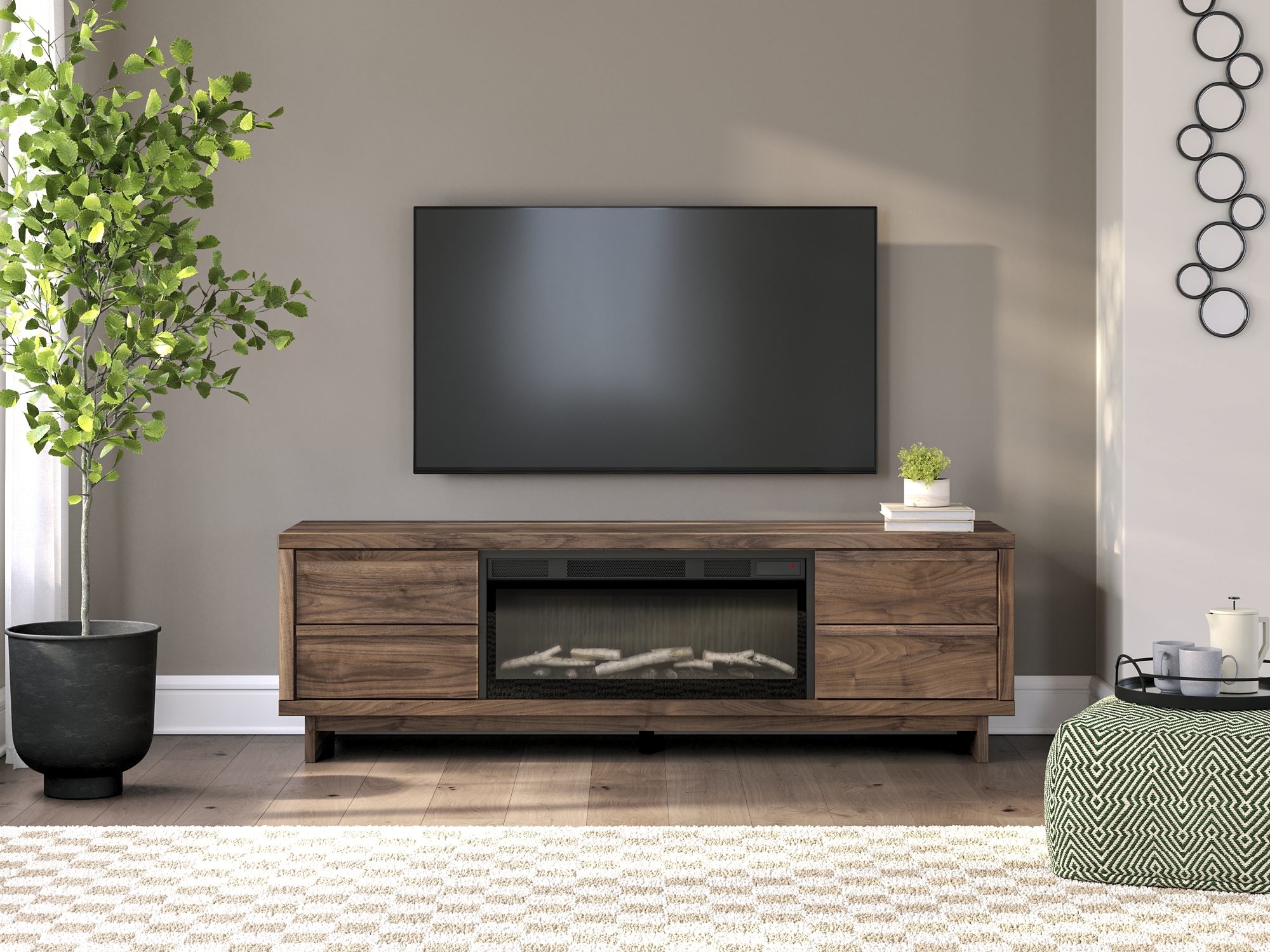 Signature Design by Ashley Zadilyn 72" TV Stand With Electric Fireplace