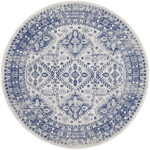8'  Ivory Navy Round Rug