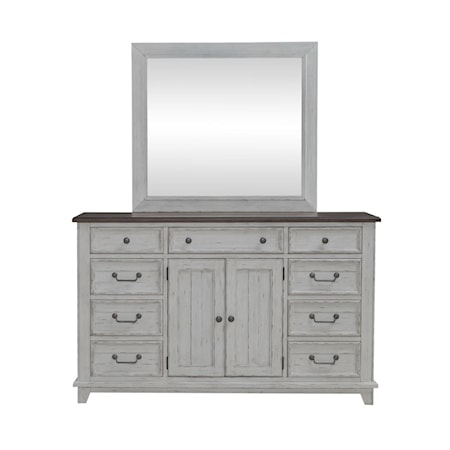 Dresser and Mirror Set