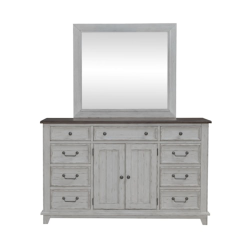 Farmhouse 9-Drawer Dresser and Mirror Set