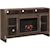 Aspenhome Quincy Transitional Fireplace Console with Open Shelving and Glass Doors