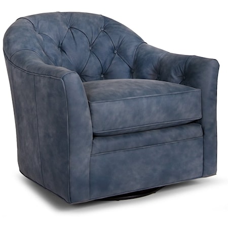 Transitional Swivel Glider Chair with Button Tufting