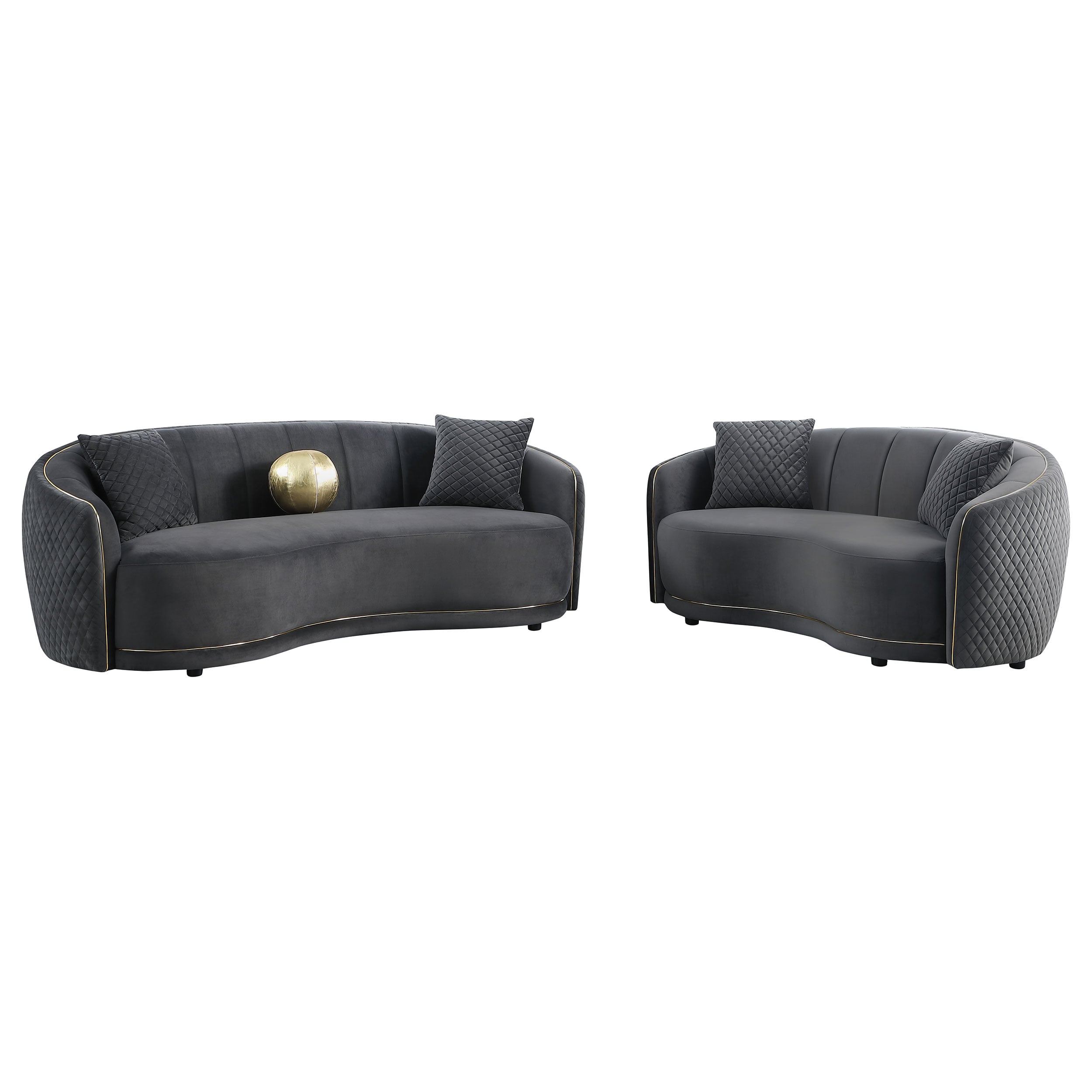 BROOKS GREY AND GOLD CURVED, | SOFA AND LOVE