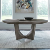 Contemporary Round Pedestal Table with 18" Leaf