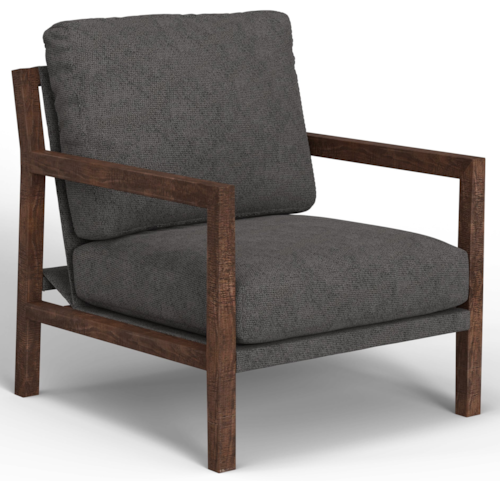 Contemporary Upholstered Armchair with Exposed Wooden Frame