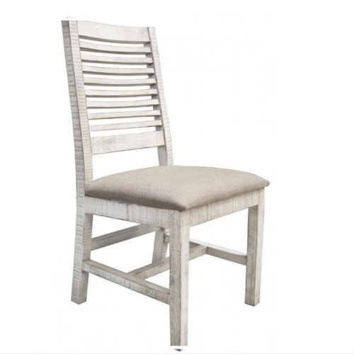 Farmhouse Ladder Back Side Chair with Upholstered Seat