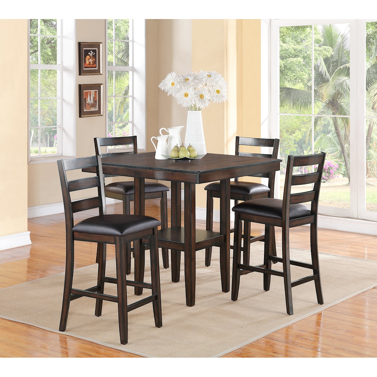 CM Tahoe 5 Piece Counter Height Table and Chairs Set