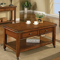 Transitional 50" Coffee Table with Casters