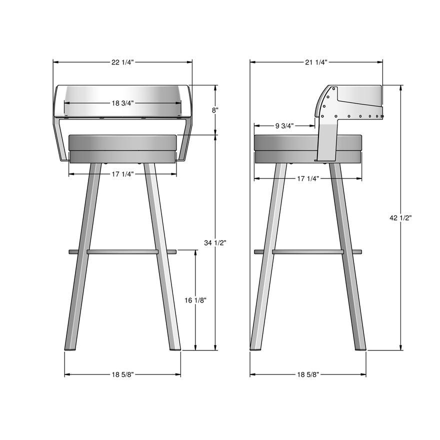 Amisco Russell Upholstered Spectator Height Swivel Stool