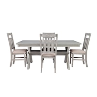 Rustic 5-Piece Trestle Dining Set with 4 Side Chairs