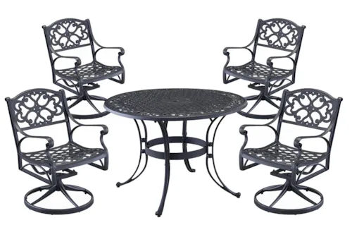 Traditional 5 Piece Outdoor Dining Set with Cast Aluminum Frame