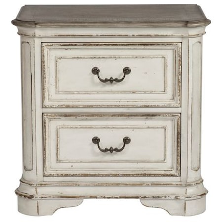 Relaxed Vintage 2-Drawer Nightstand with Felt Lined Top Drawer