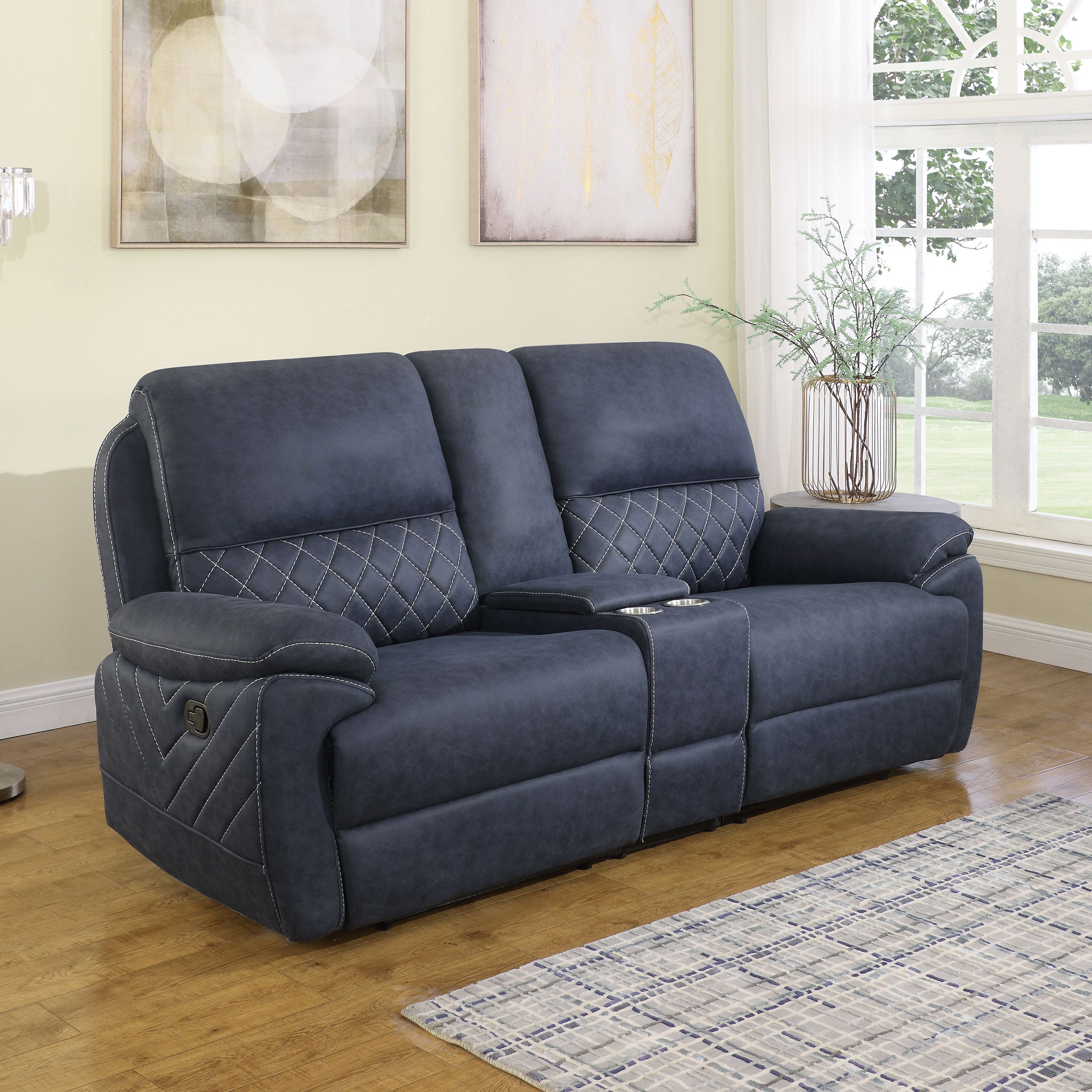 Variel Tufted Motion Loveseat w/ Console