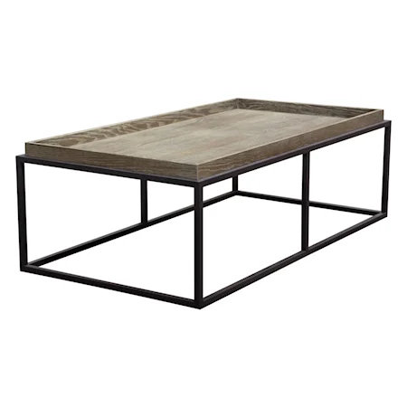 Modern Rustic Wood and Metal Rectangle Cocktail Table
