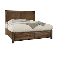 Traditional Queen Mansion Bed with Footboard Storage