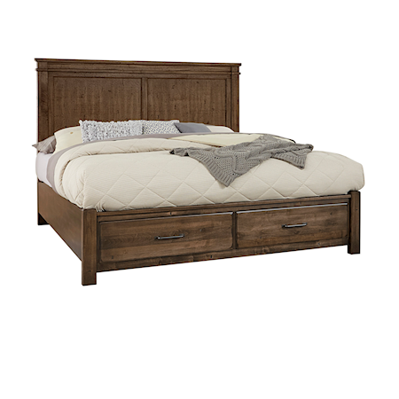 Traditional California King Mansion Bed with Footboard Storage